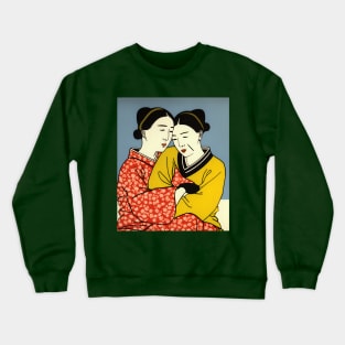 Two Asian Geisha Girls Illustration Crewneck Sweatshirt